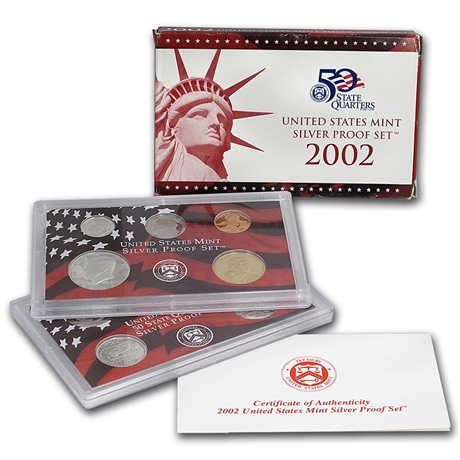 2002 U.S. Mint Silver Proof Set – 50 State Quarters and Core Coinage