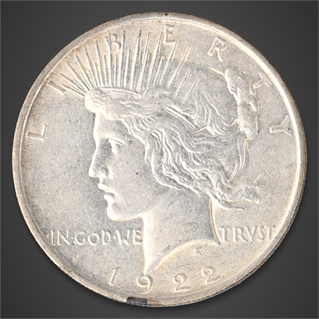 1922 Peace Silver Dollar – Philadelphia Mint – .900 Silver – Designer Initial