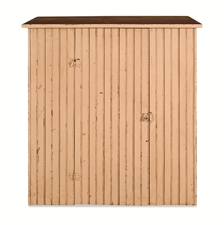 Painted Beadboard Two-Door Cupboard with Fixed Shelves, Early 20th C.