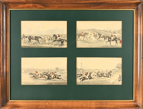 Alken’s Fores’s Sporting Scraps — 4 Racing Lithographs, Framed