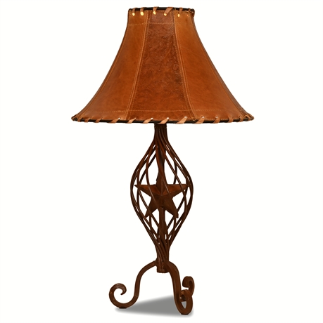 30" Lonestar Iron Lamp with Leather Shade