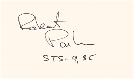 Robert Parker NASA Astronaut Signed Index Card — STS-9 & STS-35 Missions