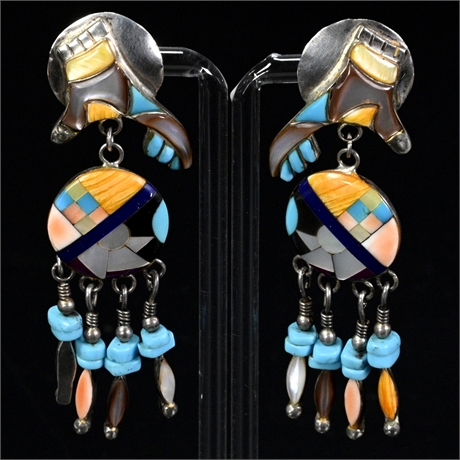 Zuni Sterling Inlaid Earrings