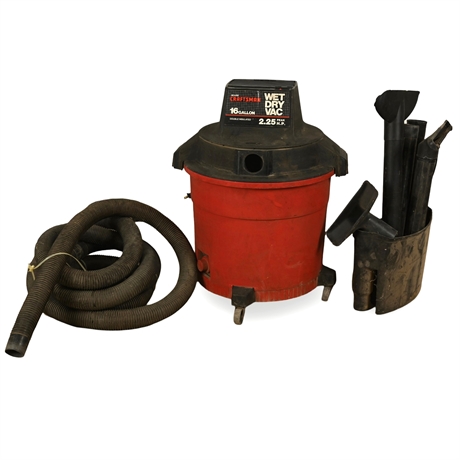 Craftsman 16-Gallon Wet/Dry Vac Model 113.178080 – 2.25 HP, Includes 6 Attachmen