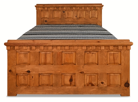 Rustic Carved Queen Bed