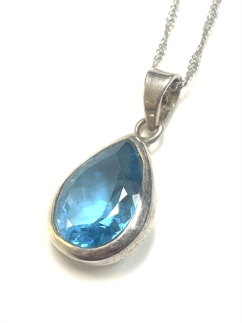 Sterling Silver With Aquamarine Stone