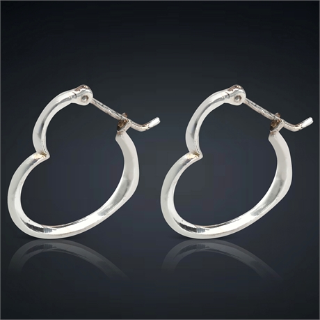 Pair Sterling Silver Petite Heart Earrings