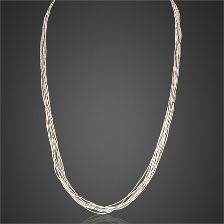 Navajo 25" 10-Strand 'Liquid Silver' Sterling Silver Necklace