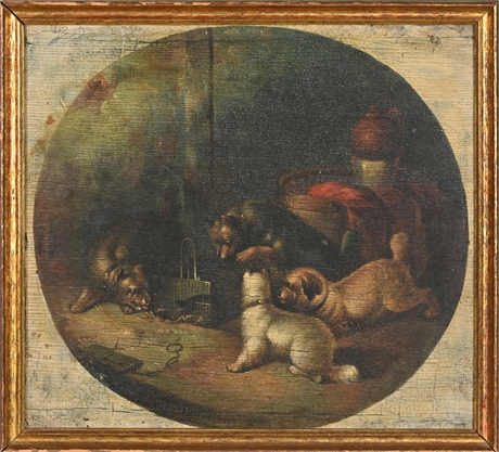 19th Century George Armfield "Terriers, Dogs, and Rats" Oil Painting