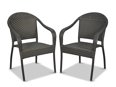 Pair FrontGate Bronze Bistro Stacking Chairs