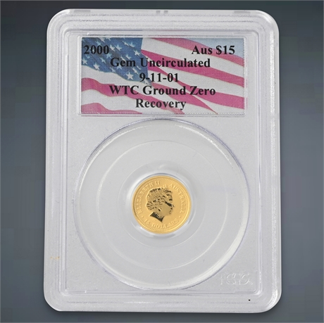 9/11 WTC 2000 $15 Australian Gold Nugget, 1/10 oz