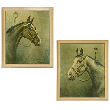 Pair of Richard Newton Jr. Equestrian Prints on Canvas, Framed