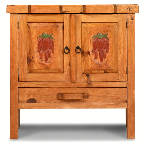 Wood Carved Chile Pepper Cabinet