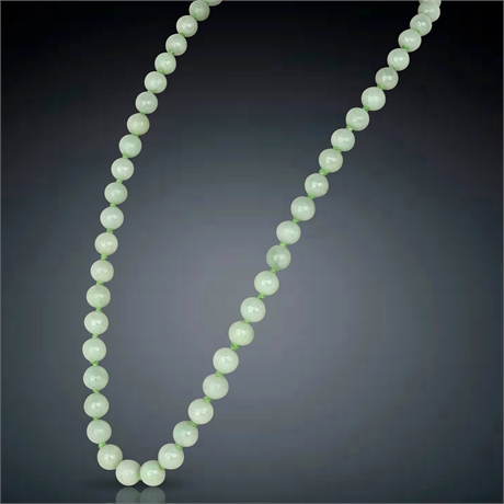 10.6mm Jade Bead Necklace w/14K Clasp