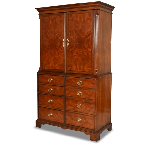 Queen Anne Burr Walnut and Feather Banded Armoire