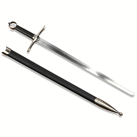Defender 36" Medieval Style Fantasy Sword Black Handle with Black Plastic Sheath