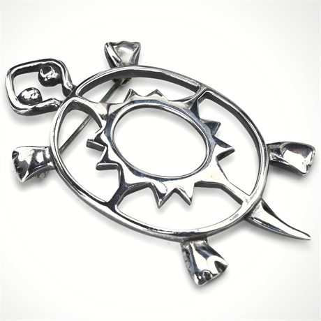 Sterling Silver Sun Turtle Brooch