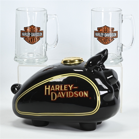 Harley Davidson Piggy Bank & Beer Steins/Mugs