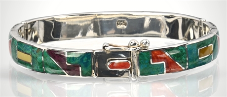 Vintage Sterling Silver Inlay Bracelet