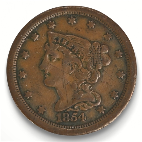 1854 Half Cent – Braided Hair Series, U.S. Small Denomination Coinage