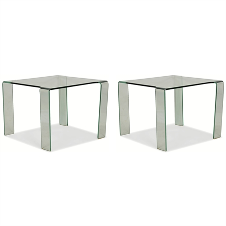 Vittorio Livi Style Curved Glass Side Tables