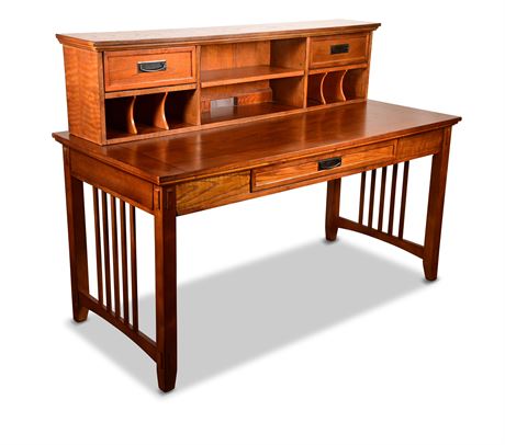Mission Style Oak Desk with Hutch