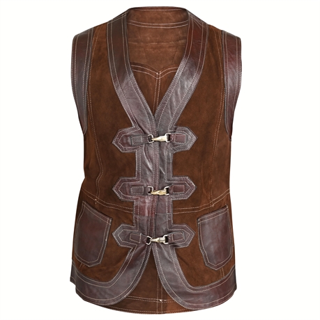 Vintage Leather & Micro Suede Gilet Vest