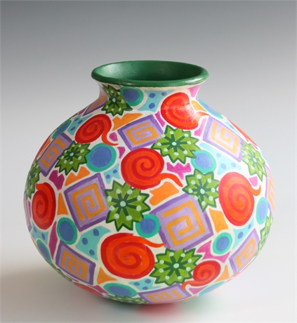 Sally Kohl 'Colorful Hand-Painted Voluminous Vessel'