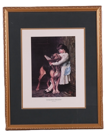 "Compulsory Education" by Briton Riviere, Framed Print