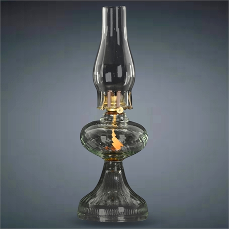 Antique Blown Glass Kerosene Lamp