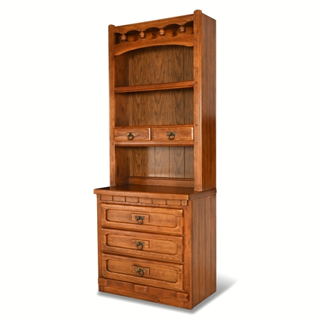 Link Taylor Vintage Oak 30" 3 Drawer Chest with Removable Hutch Bookcase