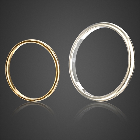 Pair of 14K Gold Wedding Bands – Yellow & White, Sizes 5 & 7