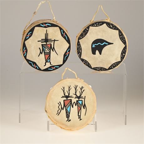 Set of 3 Hand Painted Tigua Drums