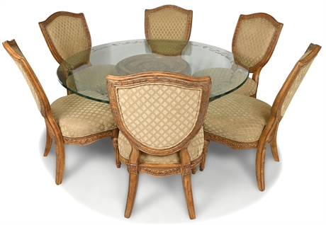 Neoclassic Pedestal Dining Table & Chairs by Schnadig