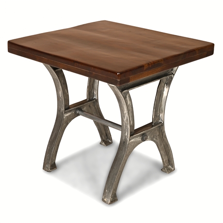 Ranimar Rustic Industrial Solid Wood & Cast Iron Accent Table