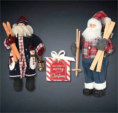 Winter Magic: Santa on Skis & Christmas Plaque