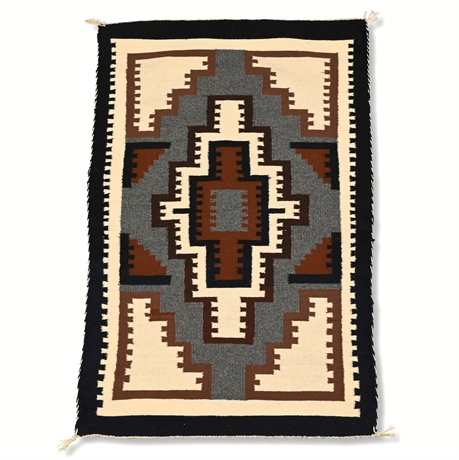 Two Grey Hills Navajo Rug, Natural Palette, 25.5 x 38.5 in
