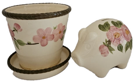 Franciscan Desert Rose Piggy Bank and Planter