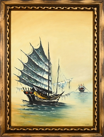 Mid-Century Tienhain Original Oil on Canvas