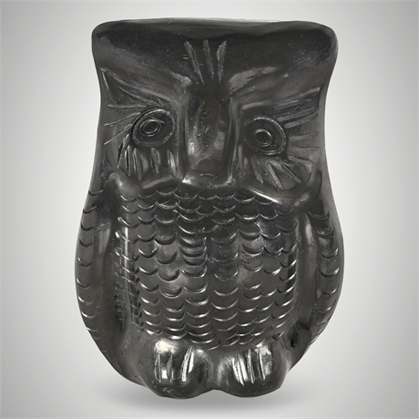 Búho de Barro Negro—Oaxaca Folk Art Owl, Unsigned
