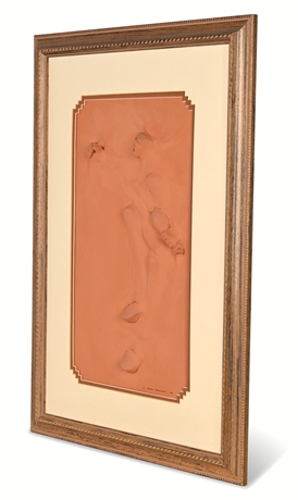 D. Andrew Rodriguez 1995 Terra Cotta Bas‑Relief Deer Dancer — Signed, Framed