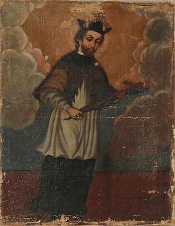 19th Century Religious Oil Painting – Saint Dominic or Saint John of Nepomuk