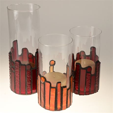 Set of 3 Stained Glass Candle Votives