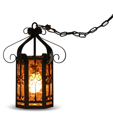 Mid-Century Wrought Iron Swag Lamp