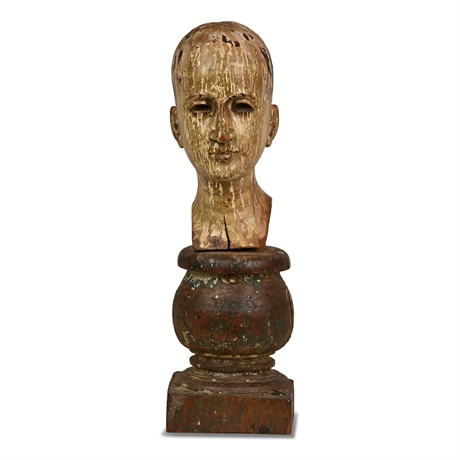 19th Century Carved Bust of a Santo