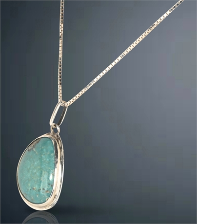 Sterling Silver Turquoise Pendant & Necklace