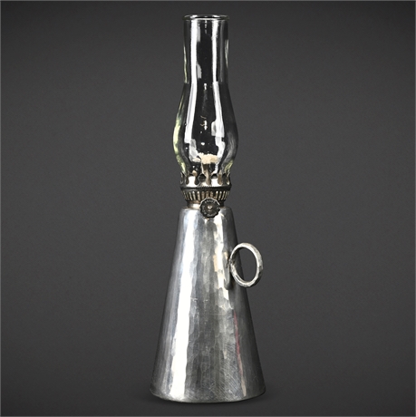 David Val D'Avia Hammered Tin Oil Lamp – Hong Kong Wick, Signed