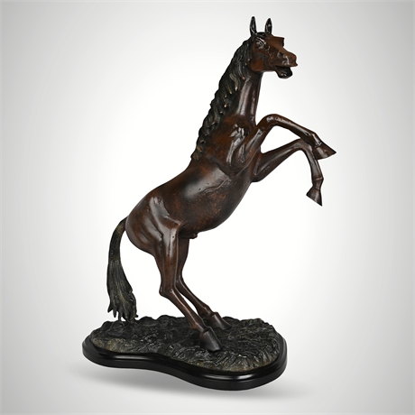 Cold-Cast Bronze Rearing Horse Sculpture — Wildwood Accents #293631