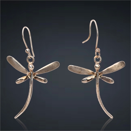 Vintage Taxco Dragonfly Sterling Silver Earrings