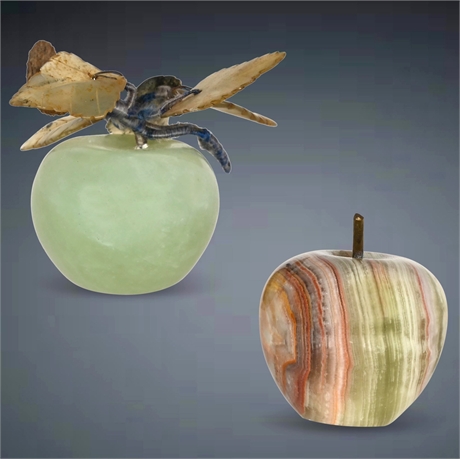 Jade and Banded Onyx Carved Stone Apples